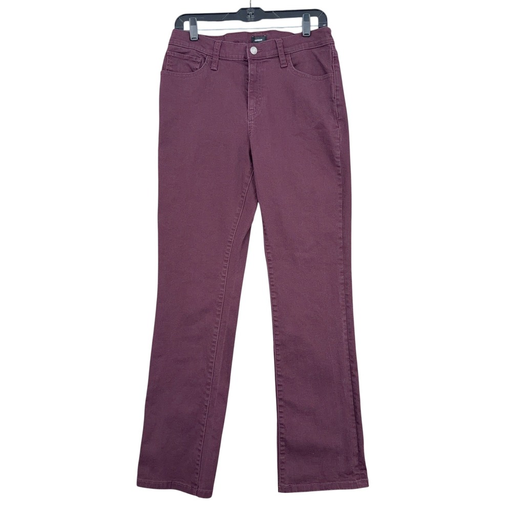 Express Straight Leg Pants Women 12 Cotton Spandex Burgundy